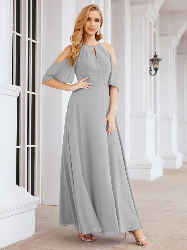 Cold Shoulder Bridesmaid Dresses A-Line Long Formal Evening Gowns 28074