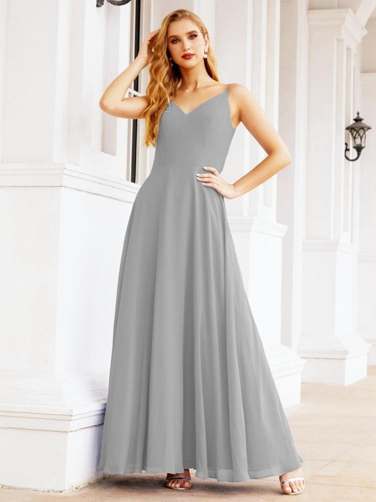 Spaghetti Strap Bridesmaid Dresses V Neck Butterfly Back Fromal Evening Party Prom Gown 28036