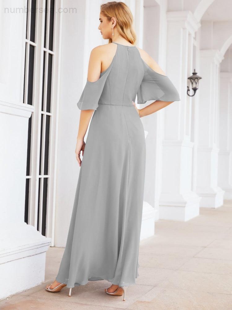 Cold Shoulder Bridesmaid Dresses A-Line Long Formal Evening Gowns 28074
