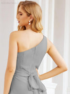 One Shoulder Bridesmaid Dresses Long Formal Prom Gowns 28048