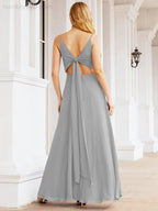 Spaghetti Strap Bridesmaid Dresses V Neck Butterfly Back Fromal Evening Party Prom Gown 28036