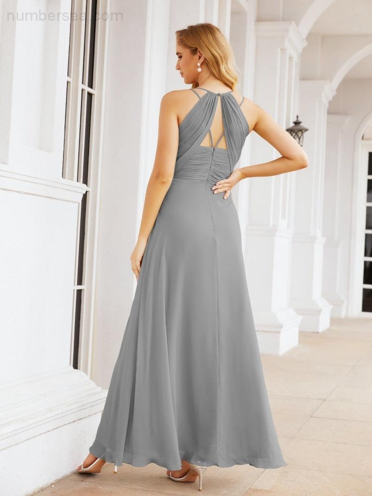 Double Spaghetti Straps Bridesmaid Dresses for Women Long Formal Party Dress Side Split 28051
