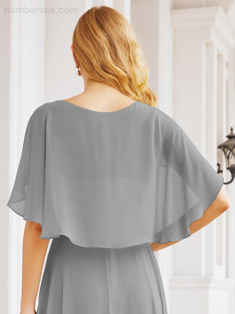 Bridesmaid Dresses for Wedding Formal Evening Party Prom Gown with Cape 28050