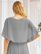 Bridesmaid Dresses for Wedding Formal Evening Party Prom Gown with Cape 28050