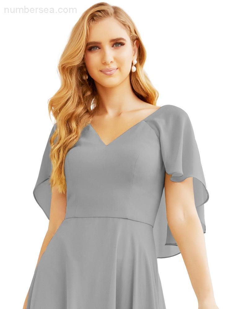 Bridesmaid Dresses for Wedding Formal Evening Party Prom Gown with Cape 28050