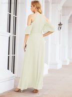 Cold Shoulder Bridesmaid Dresses A-Line Long Formal Evening Gowns 28074