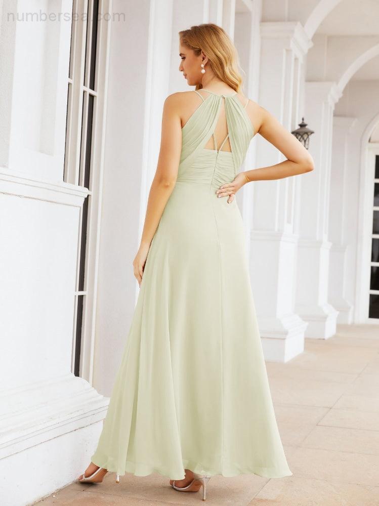 Double Spaghetti Straps Bridesmaid Dresses for Women Long Formal Party Dress Side Split 28051