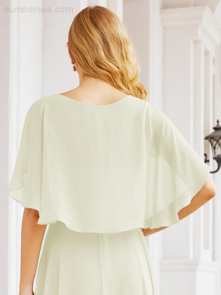 Bridesmaid Dresses for Wedding Formal Evening Party Prom Gown with Cape 28050