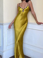 Sleeveless Slips Backless Patchwork Lace Up Cut Out Elegant Sexy Maxi Prom Dress 2024 Women Fashion Beach Party Outfit