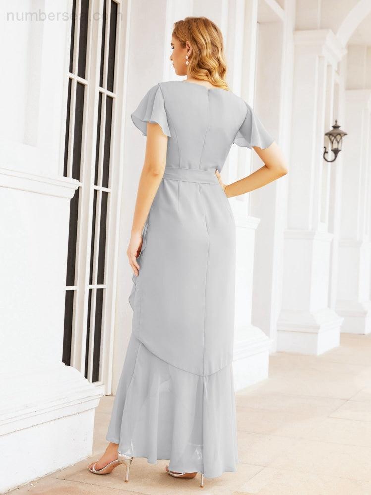 Ruffled Bridesmaid Dresses Mermaid Formal Violin Evening Party Prom Gowns 28042