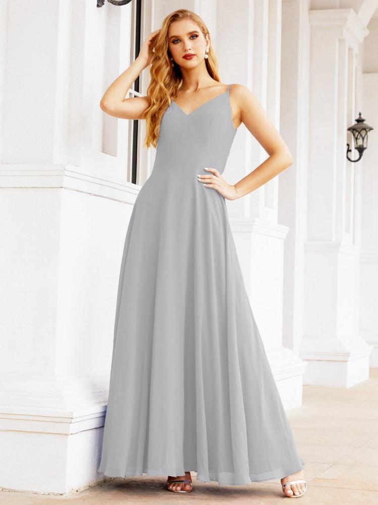 Spaghetti Strap Bridesmaid Dresses V Neck Butterfly Back Fromal Evening Party Prom Gown 28036