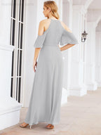 Cold Shoulder Bridesmaid Dresses A-Line Long Formal Evening Gowns 28074