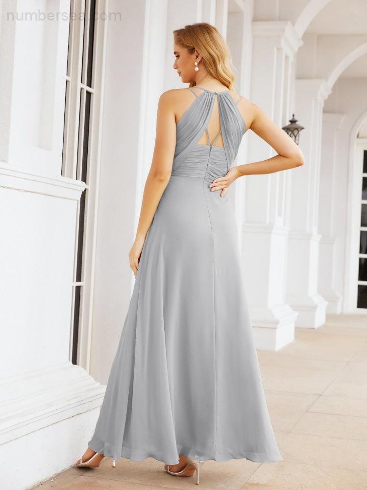 Double Spaghetti Straps Bridesmaid Dresses for Women Long Formal Party Dress Side Split 28051
