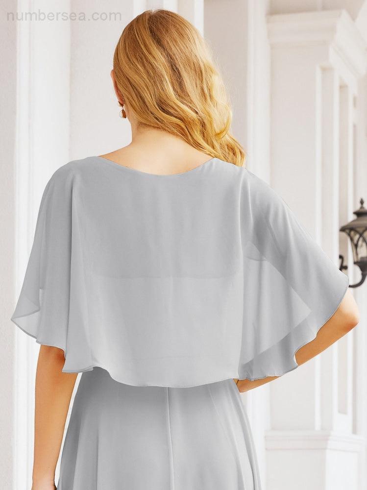 Bridesmaid Dresses for Wedding Formal Evening Party Prom Gown with Cape 28050