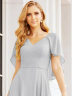 Bridesmaid Dresses for Wedding Formal Evening Party Prom Gown with Cape 28050