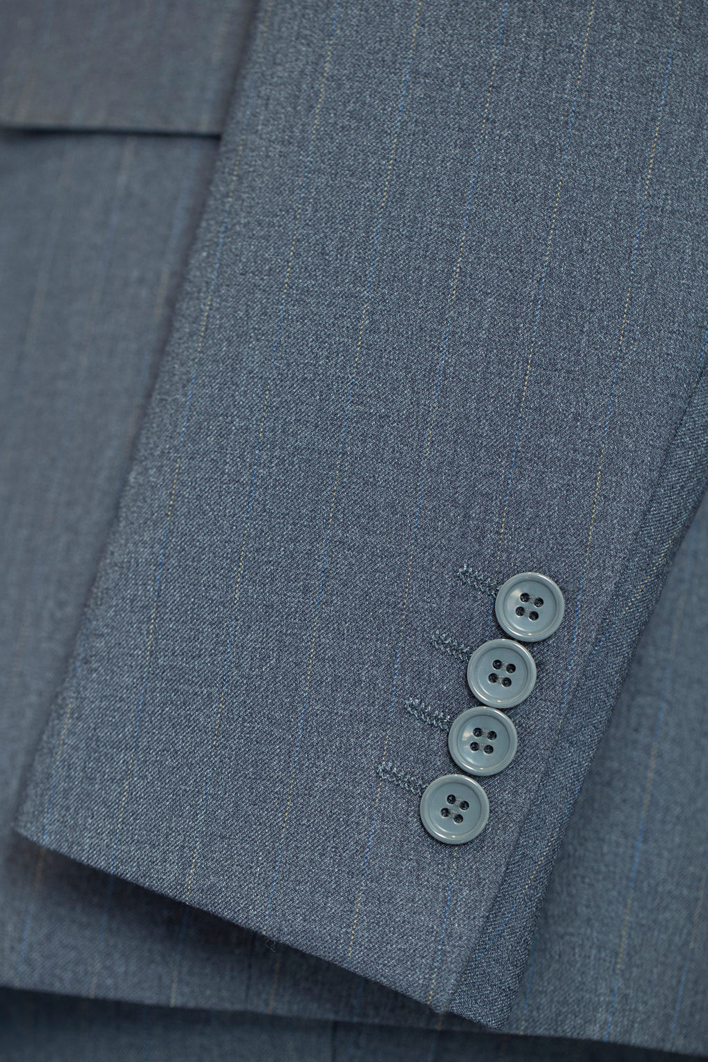 Three Piece Subtle Pinstripe Grey Wool Suit For Formal Groom And Business