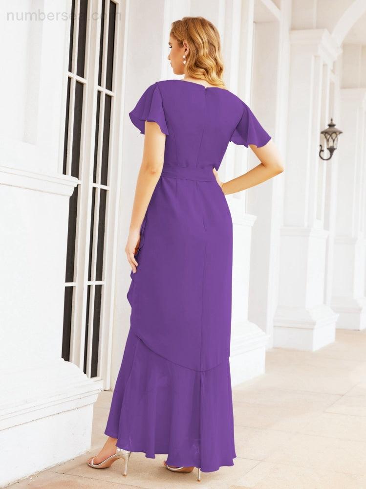 Ruffled Bridesmaid Dresses Mermaid Formal Violin Evening Party Prom Gowns 28042