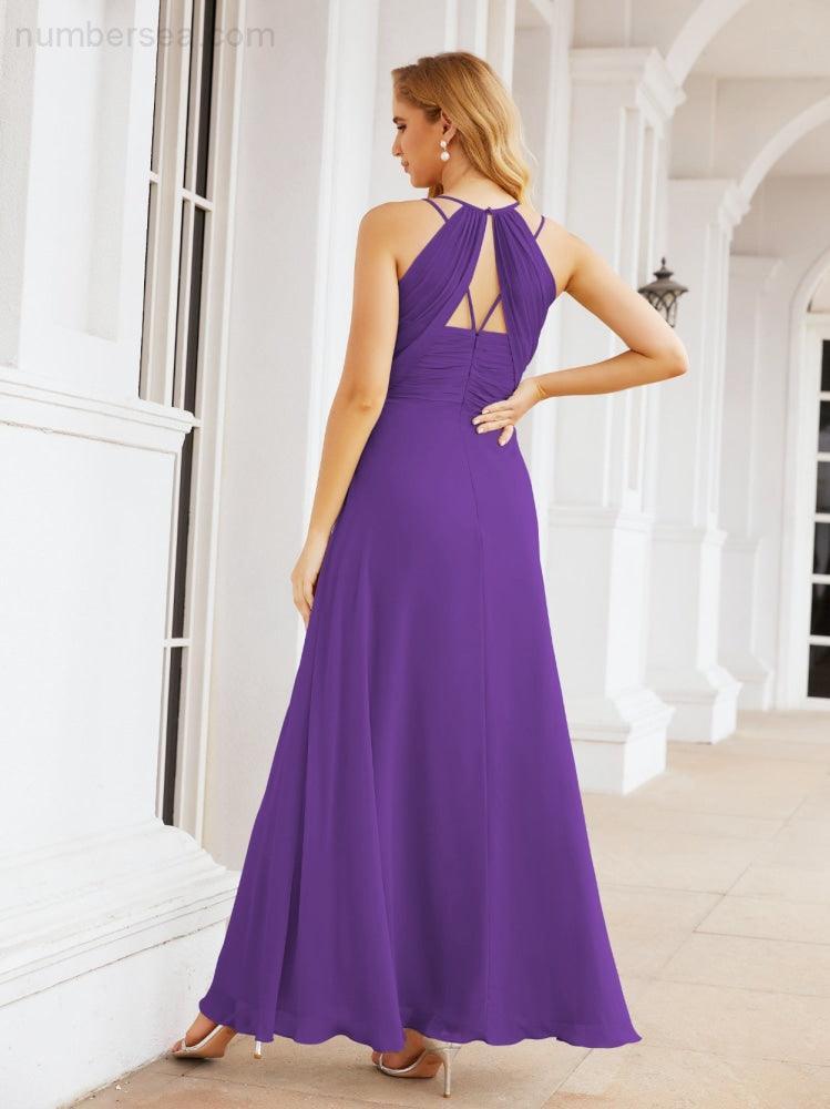 Double Spaghetti Straps Bridesmaid Dresses for Women Long Formal Party Dress Side Split 28051