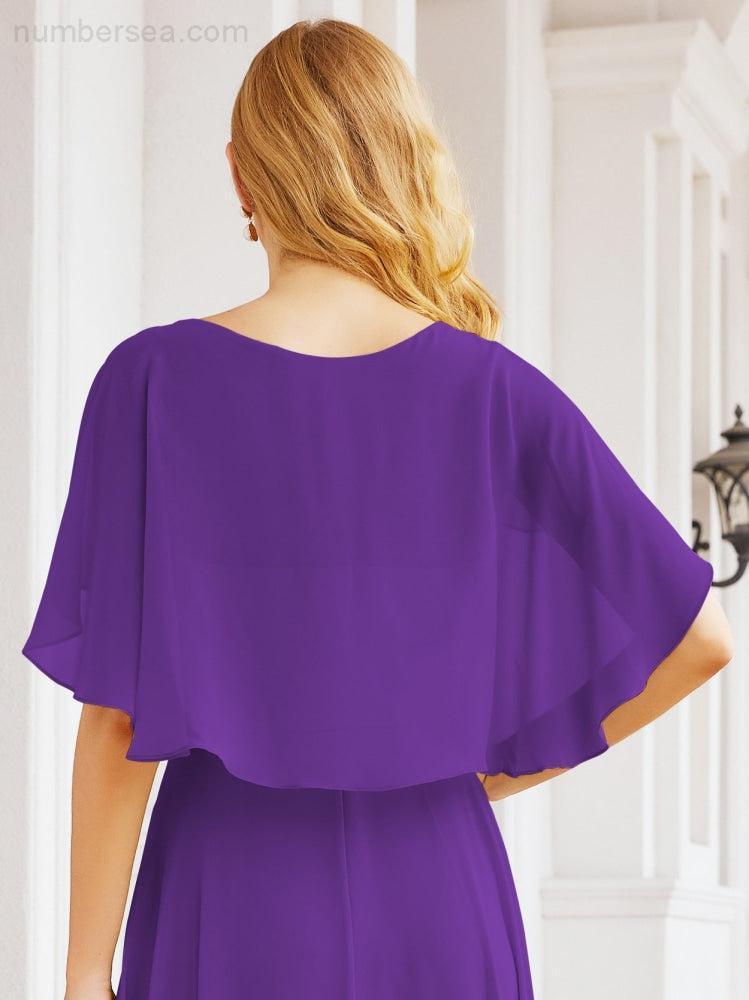 Bridesmaid Dresses for Wedding Formal Evening Party Prom Gown with Cape 28050