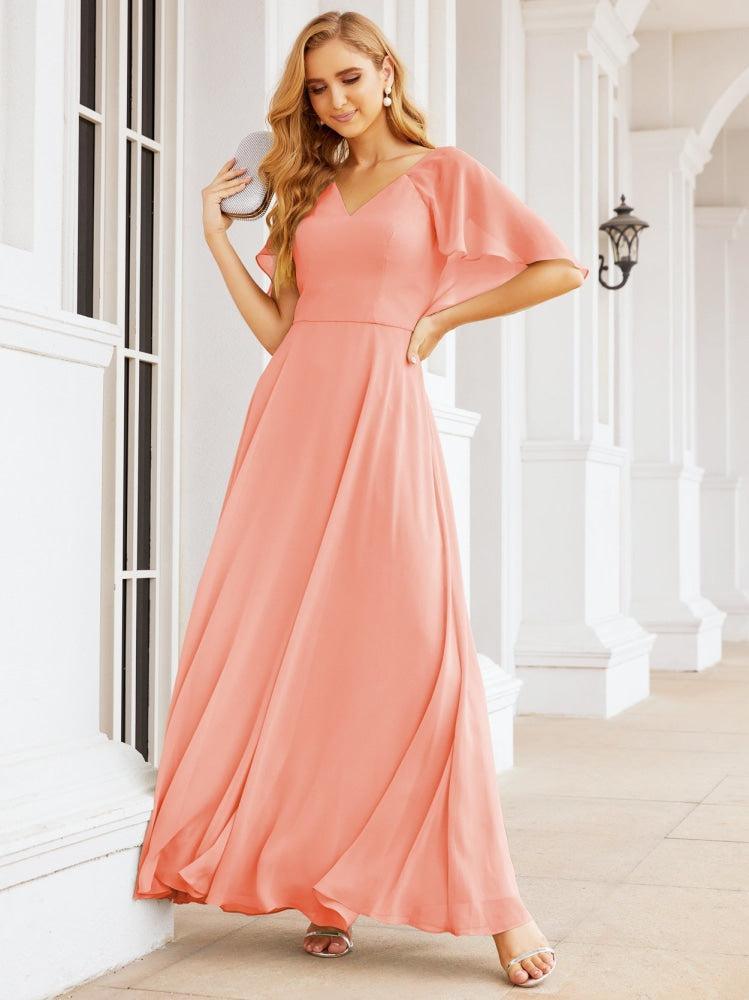Bridesmaid Dresses for Wedding Formal Evening Party Prom Gown with Cape 28050