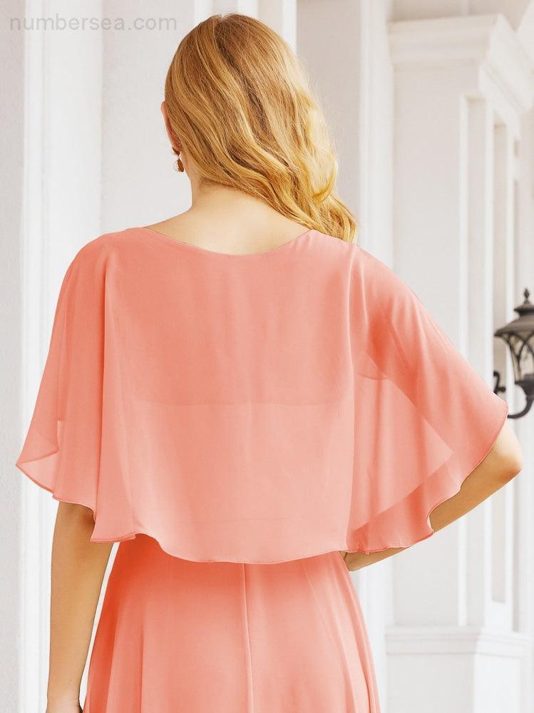 Bridesmaid Dresses for Wedding Formal Evening Party Prom Gown with Cape 28050