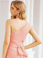 One Shoulder Bridesmaid Dresses Long Formal Prom Gowns 28048