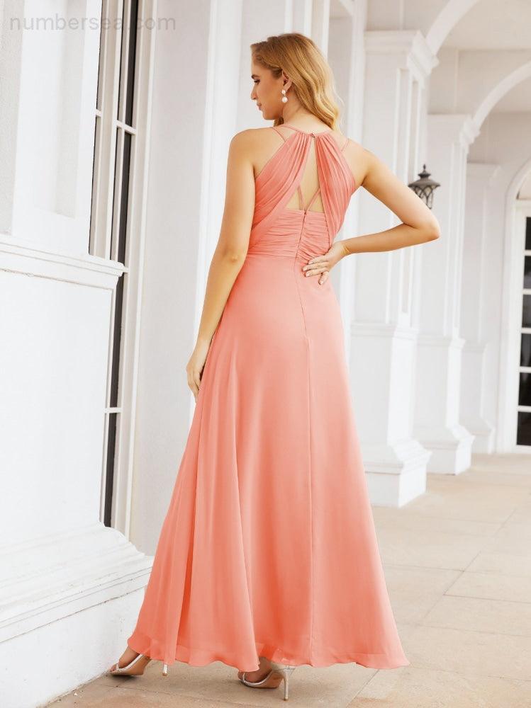 Double Spaghetti Straps Bridesmaid Dresses for Women Long Formal Party Dress Side Split 28051