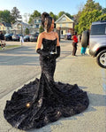 Elegant Black Sequins Mermaid Prom Dress Black Evening Dress Y6133