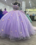 Purple Tulle Ball Gown With Butterflies,Sweet 16 Dress,Purple Princess Dress Y2270
