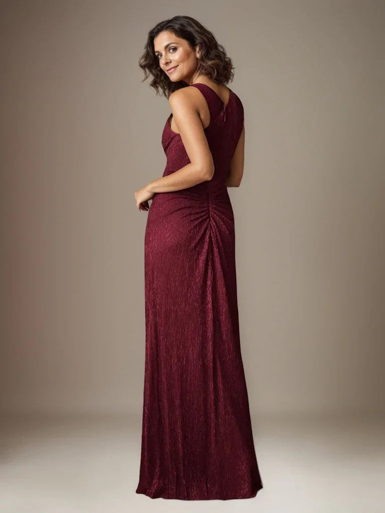 Ruby Sheath One Shoulder Metallic Mesh Dress Mother of the Bride Dress