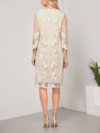 A-line Scoop Knee-Length Chiffon Lace Mother of the Bride Dress With Jacket
