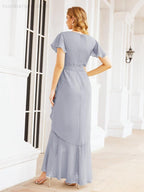 Ruffled Bridesmaid Dresses Mermaid Formal Violin Evening Party Prom Gowns 28042