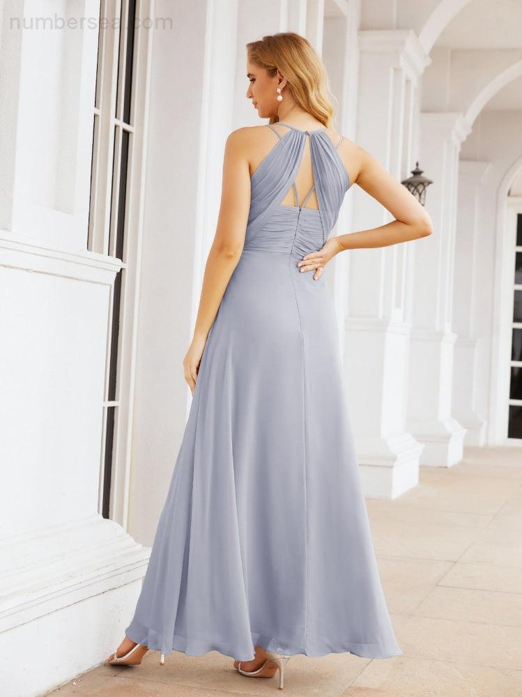 Double Spaghetti Straps Bridesmaid Dresses for Women Long Formal Party Dress Side Split 28051