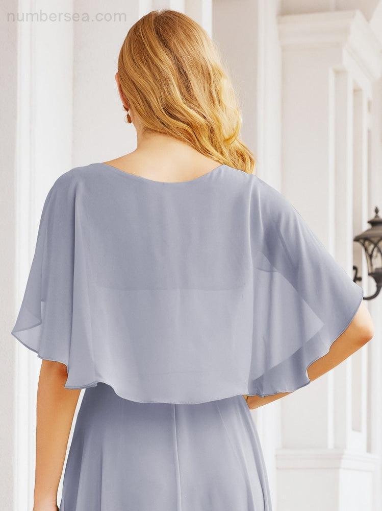 Bridesmaid Dresses for Wedding Formal Evening Party Prom Gown with Cape 28050