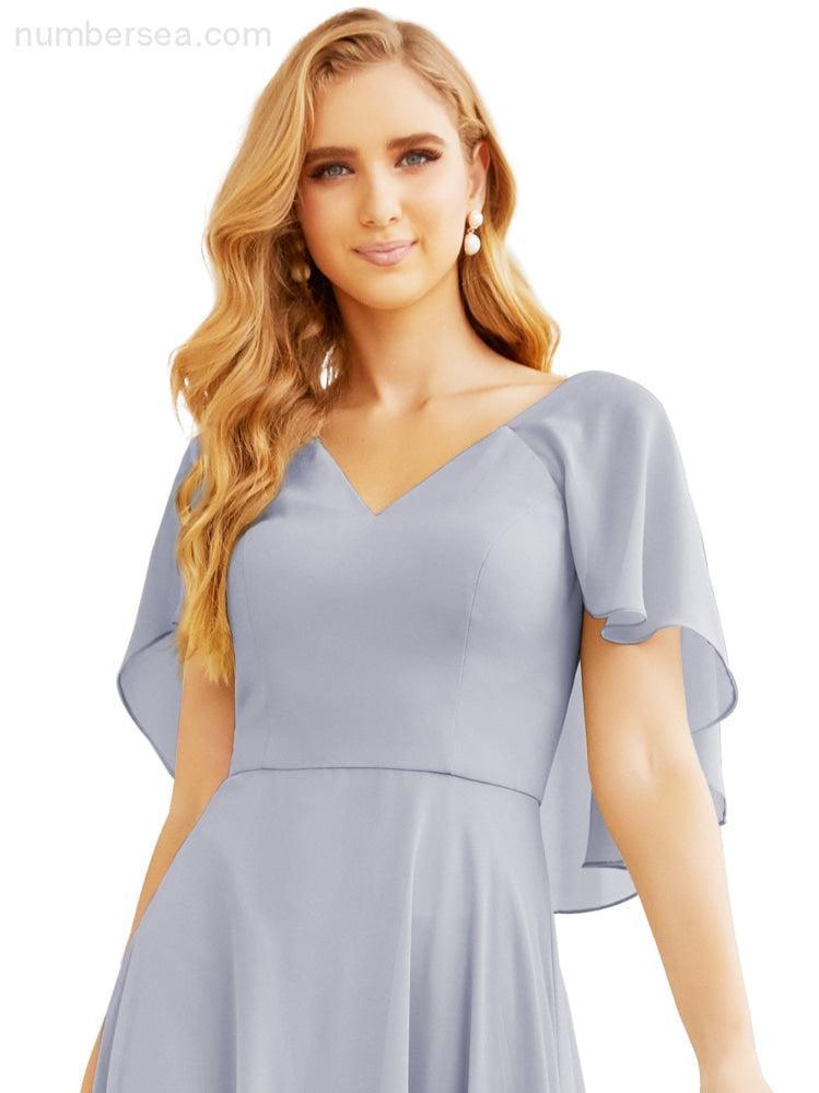 Bridesmaid Dresses for Wedding Formal Evening Party Prom Gown with Cape 28050