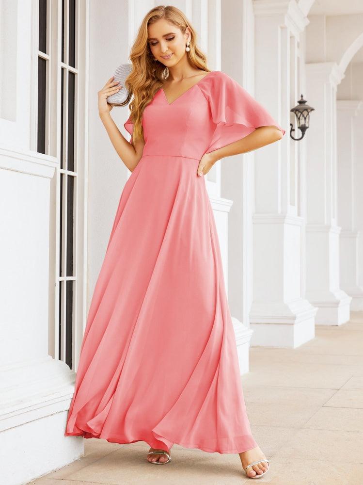 Bridesmaid Dresses for Wedding Formal Evening Party Prom Gown with Cape 28050