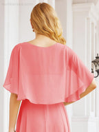 Bridesmaid Dresses for Wedding Formal Evening Party Prom Gown with Cape 28050