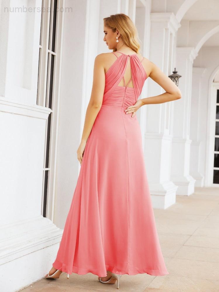 Double Spaghetti Straps Bridesmaid Dresses for Women Long Formal Party Dress Side Split 28051