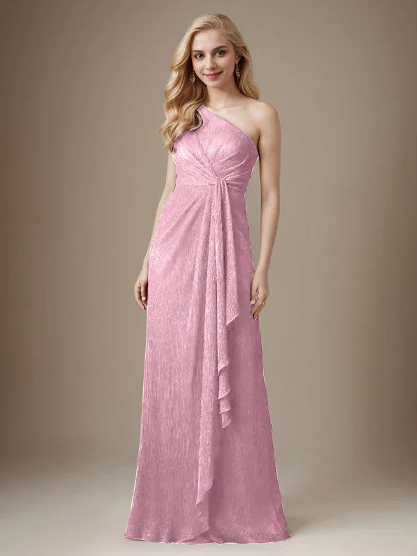 Ruby Sheath One Shoulder Metallic Mesh Dress Mother of the Bride Dress