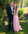 V-Neck Charming Appliques A-Line Prom Dress Long Evening Dress Y6447