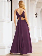 Spaghetti Strap Bridesmaid Dresses V Neck Butterfly Back Fromal Evening Party Prom Gown 28036