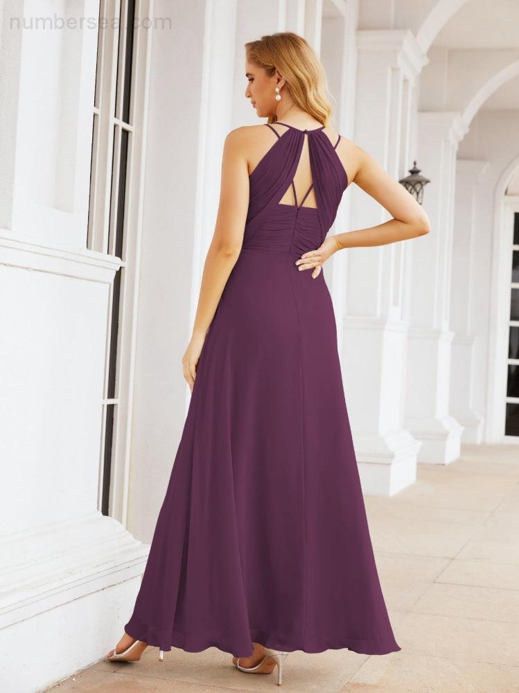 Double Spaghetti Straps Bridesmaid Dresses for Women Long Formal Party Dress Side Split 28051
