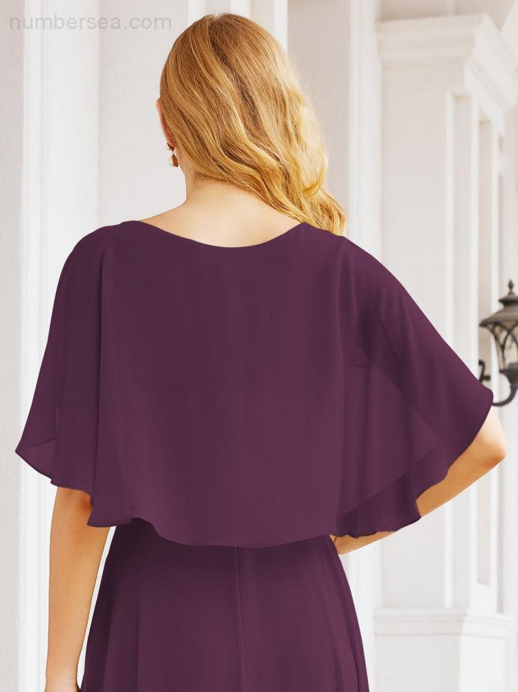Bridesmaid Dresses for Wedding Formal Evening Party Prom Gown with Cape 28050