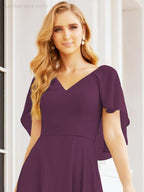 Bridesmaid Dresses for Wedding Formal Evening Party Prom Gown with Cape 28050
