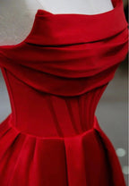 Stylish Flat Neck Satin Backless Pleated Floor Length A Line Evening Gown Prom Dress Y6331