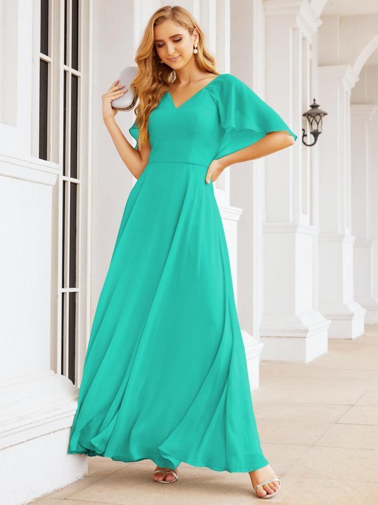 Bridesmaid Dresses for Wedding Formal Evening Party Prom Gown with Cape 28050