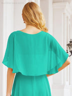 Bridesmaid Dresses for Wedding Formal Evening Party Prom Gown with Cape 28050