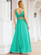 Spaghetti Strap Bridesmaid Dresses V Neck Butterfly Back Fromal Evening Party Prom Gown 28036