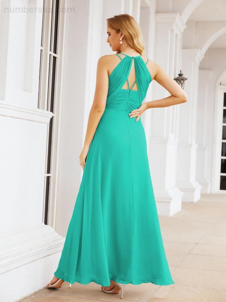 Double Spaghetti Straps Bridesmaid Dresses for Women Long Formal Party Dress Side Split 28051