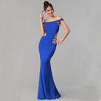 Women's Off Shoulder Maxi Evening Dress – Elegant Formal Gown